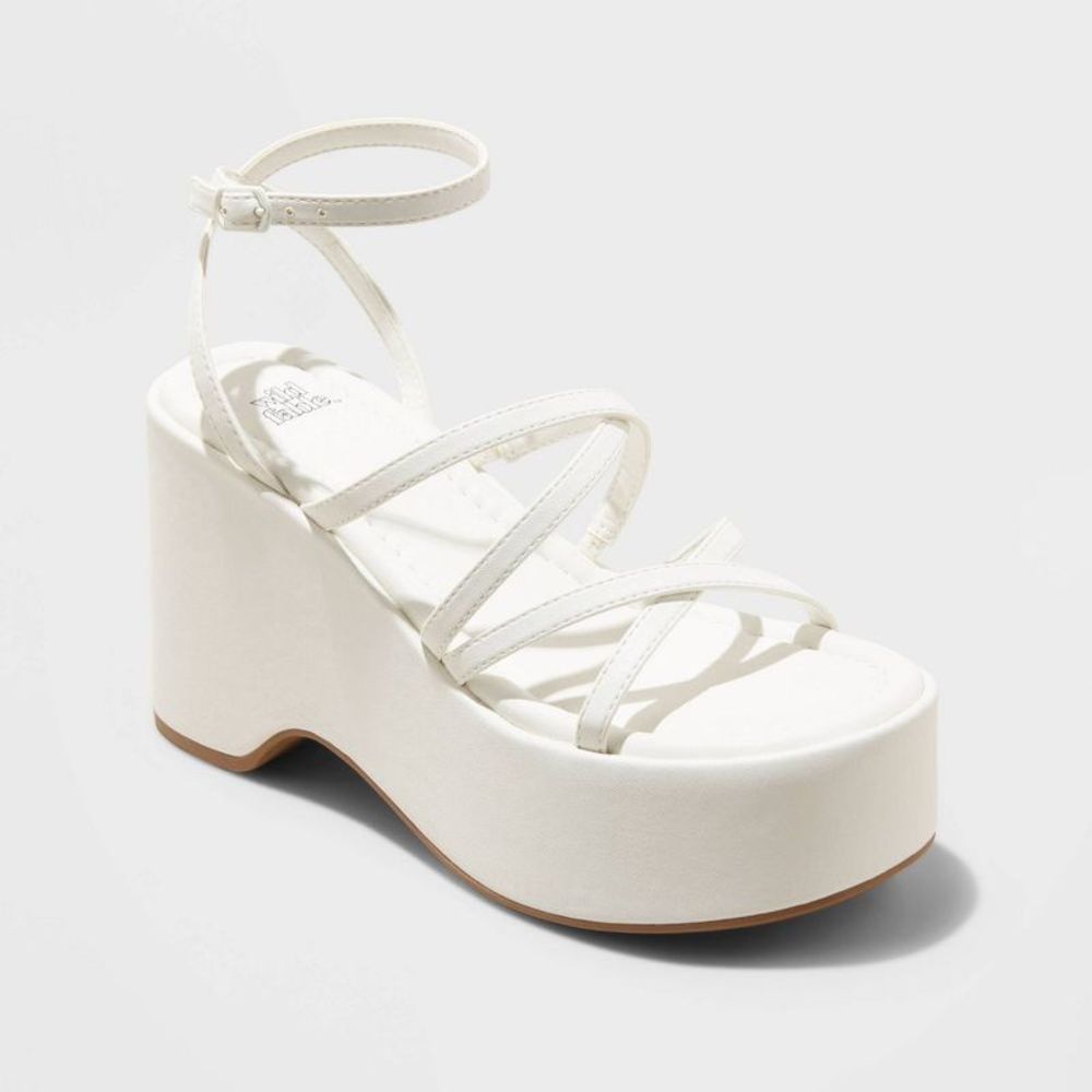 Women's Liza Platform Wedge Heels - Wild Fable White 8.5